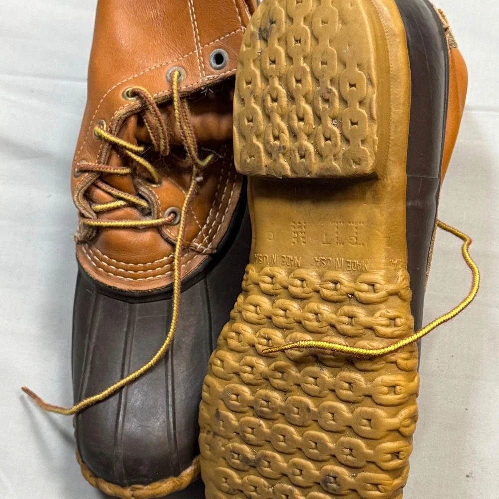 LL Bean Maine Hunting Shoe Vintage Duck Boots Mens 11 M Tan Brown Made in USA